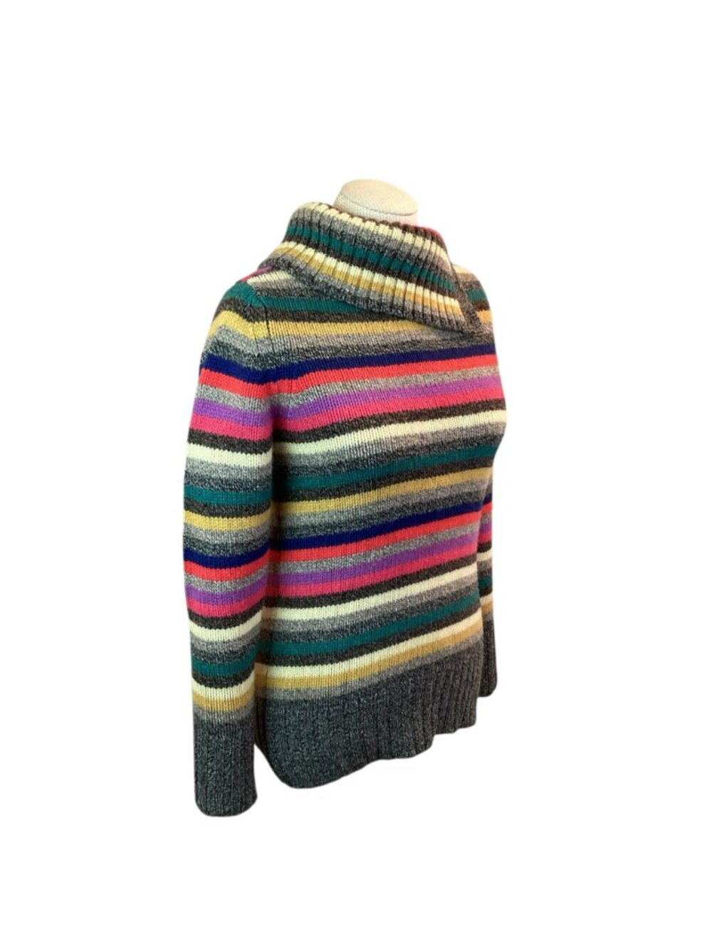 Vintage Gap Retro Y2K Sweater Medium Striped Knit Turtleneck Lambswool - Picture 5 of 11